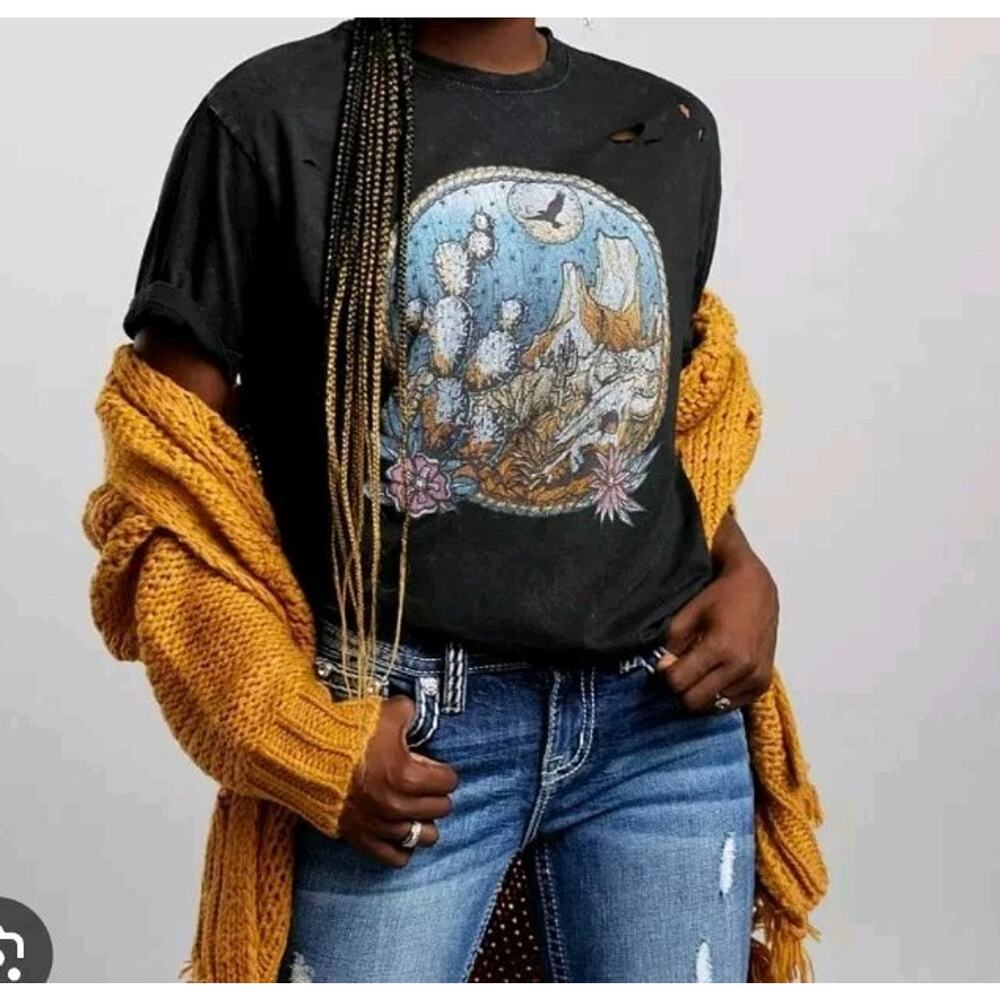 The Buckle Women’s American Highway Acid Wash Distressed Shirt-New! Sz Small